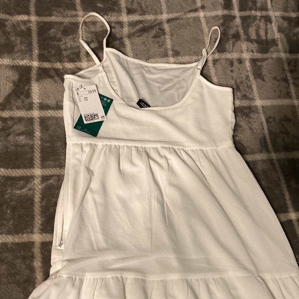 H&M Conscious floor white maxi dress spaghetti straps  XXS - Picture 3 of 5